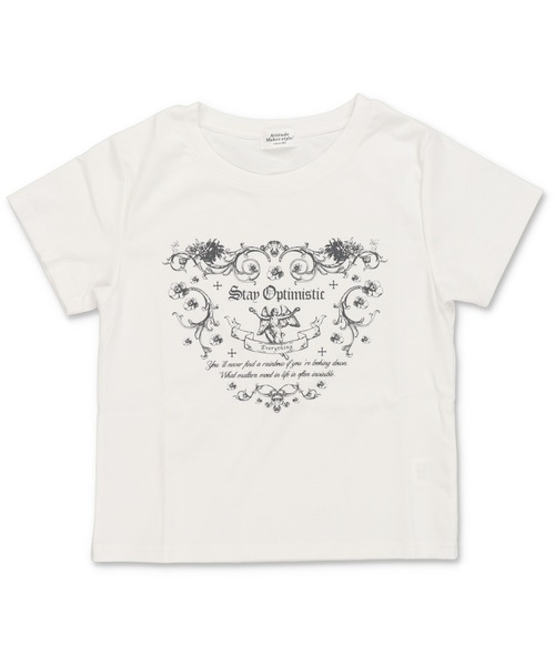 SPINNS（スピンズ）の「メッセージプリント半袖Tシャツ/ピタカットソー（Tシャツ/カットソー・レディース・オフホワイト/杢グレー/ブラック・ONESIZE）」の17枚目の写真