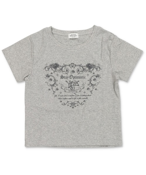 SPINNS（スピンズ）の「メッセージプリント半袖Tシャツ/ピタカットソー（Tシャツ/カットソー・レディース・オフホワイト/杢グレー/ブラック・ONESIZE）」の18枚目の写真