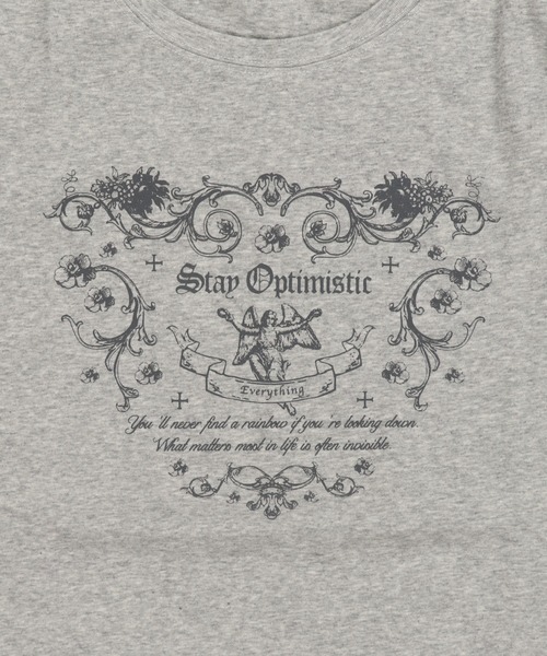 SPINNS（スピンズ）の「メッセージプリント半袖Tシャツ/ピタカットソー（Tシャツ/カットソー・レディース・オフホワイト/杢グレー/ブラック・ONESIZE）」の20枚目の写真