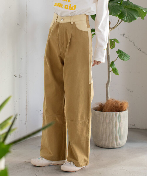 POU DOU DOU(プードゥドゥ)の「リメイクデザインタックパンツ(その他パンツ・レディース・インディゴブルー/ベージュ/パープル系・M)」の2枚目の写真