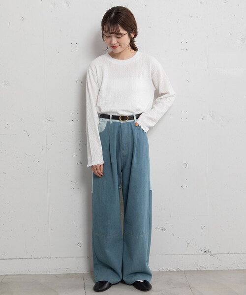 POU DOU DOU(プードゥドゥ)の「リメイクデザインタックパンツ(その他パンツ・レディース・インディゴブルー/ベージュ/パープル系・M)」の16枚目の写真