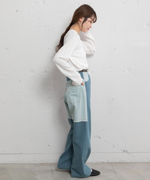 POU DOU DOU(プードゥドゥ)の「リメイクデザインタックパンツ(その他パンツ・レディース・インディゴブルー/ベージュ/パープル系・M)」の17枚目の写真