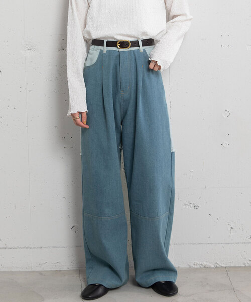 POU DOU DOU(プードゥドゥ)の「リメイクデザインタックパンツ(その他パンツ・レディース・インディゴブルー/ベージュ/パープル系・M)」の5枚目の写真