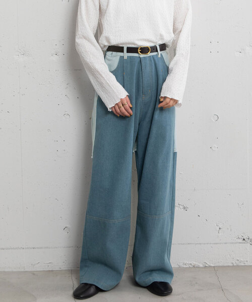 POU DOU DOU(プードゥドゥ)の「リメイクデザインタックパンツ(その他パンツ・レディース・インディゴブルー/ベージュ/パープル系・M)」の6枚目の写真