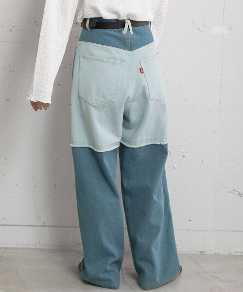 POU DOU DOU(プードゥドゥ)の「リメイクデザインタックパンツ(その他パンツ・レディース・インディゴブルー/ベージュ/パープル系・M)」の7枚目の写真