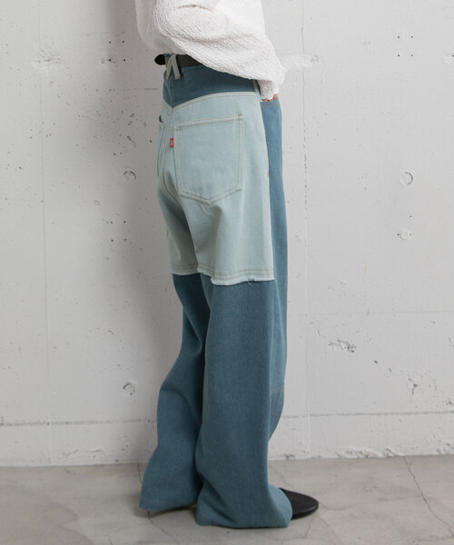 POU DOU DOU(プードゥドゥ)の「リメイクデザインタックパンツ(その他パンツ・レディース・インディゴブルー/ベージュ/パープル系・M)」の9枚目の写真