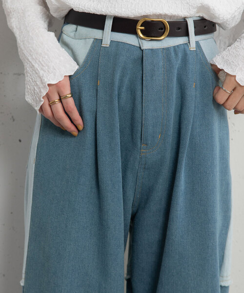 POU DOU DOU(プードゥドゥ)の「リメイクデザインタックパンツ(その他パンツ・レディース・インディゴブルー/ベージュ/パープル系・M)」の10枚目の写真