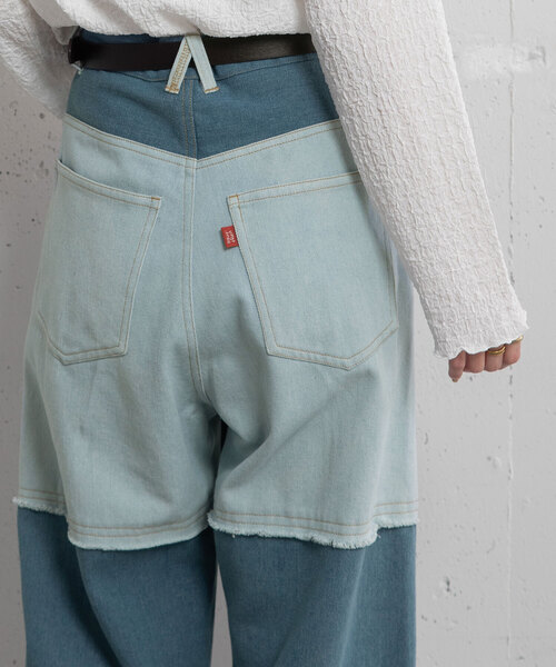 POU DOU DOU(プードゥドゥ)の「リメイクデザインタックパンツ(その他パンツ・レディース・インディゴブルー/ベージュ/パープル系・M)」の11枚目の写真