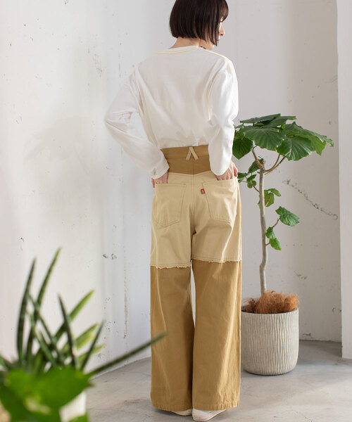 POU DOU DOU(プードゥドゥ)の「リメイクデザインタックパンツ(その他パンツ・レディース・インディゴブルー/ベージュ/パープル系・M)」の20枚目の写真