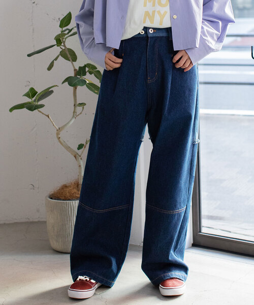 POU DOU DOU(プードゥドゥ)の「リメイクデザインタックパンツ(その他パンツ・レディース・インディゴブルー/ベージュ/パープル系・M)」の12枚目の写真