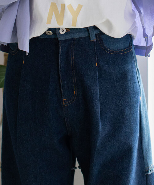 POU DOU DOU(プードゥドゥ)の「リメイクデザインタックパンツ(その他パンツ・レディース・インディゴブルー/ベージュ/パープル系・M)」の13枚目の写真