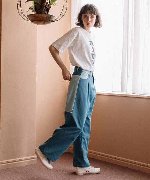 POU DOU DOU(プードゥドゥ)の「リメイクデザインタックパンツ(その他パンツ・レディース・インディゴブルー/ベージュ/パープル系・M)」の14枚目の写真