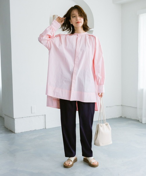 studio CLIP（スタディオクリップ）の「スタンドギャザーチュニック（チュニック・レディース・オフホワイト/ピンク・FREE）」の19枚目の写真
