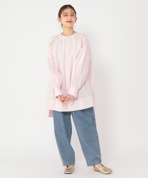 studio CLIP（スタディオクリップ）の「スタンドギャザーチュニック（チュニック・レディース・オフホワイト/ピンク・FREE）」の13枚目の写真