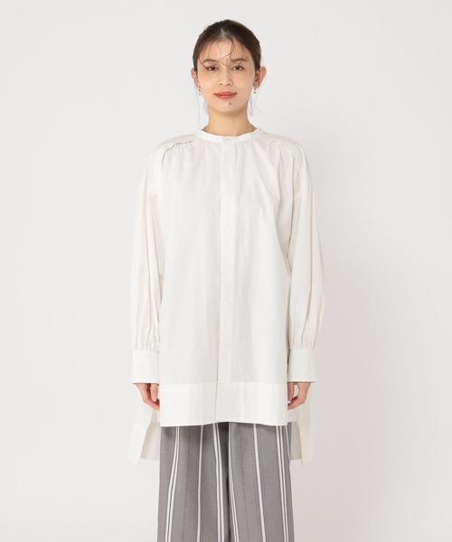 studio CLIP（スタディオクリップ）の「スタンドギャザーチュニック（チュニック・レディース・オフホワイト/ピンク・FREE）」の12枚目の写真