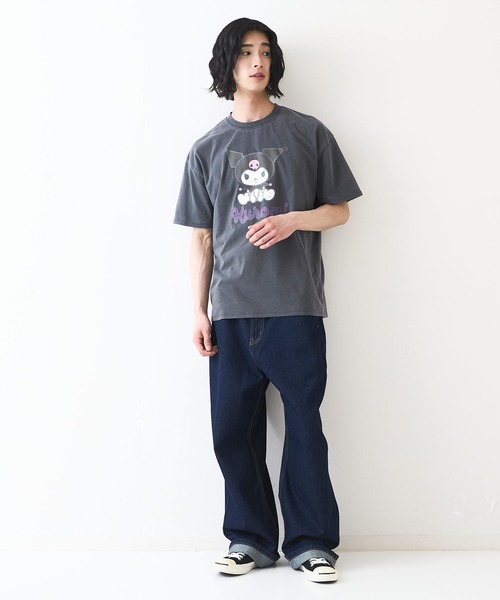 sanrio(サンリオ)の「【サンリオキャラクターズ 】クロミ オリジナルデザイン パウダーブリーチ加工 Tシャツ ジェリー タフィー ドロップショルダー ビッグシルエット ヴィンテージライク 古着ライク ユニセックス(Tシャツ/カットソー・メンズ・ブラック/スモークピンク・X-LARGE/LARGE/MEDIUM)」の11枚目の写真