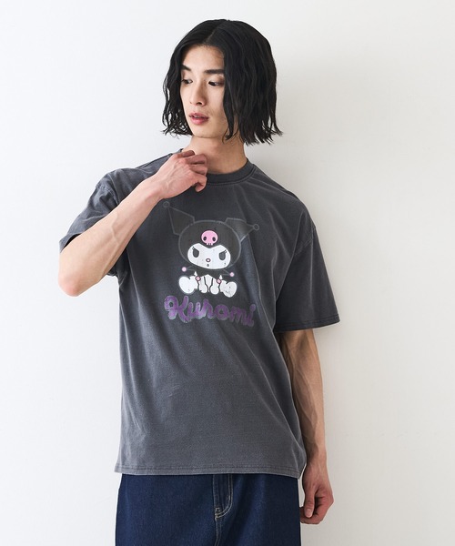 sanrio(サンリオ)の「【サンリオキャラクターズ 】クロミ オリジナルデザイン パウダーブリーチ加工 Tシャツ ジェリー タフィー ドロップショルダー ビッグシルエット ヴィンテージライク 古着ライク ユニセックス(Tシャツ/カットソー・メンズ・ブラック/スモークピンク・X-LARGE/LARGE/MEDIUM)」の13枚目の写真