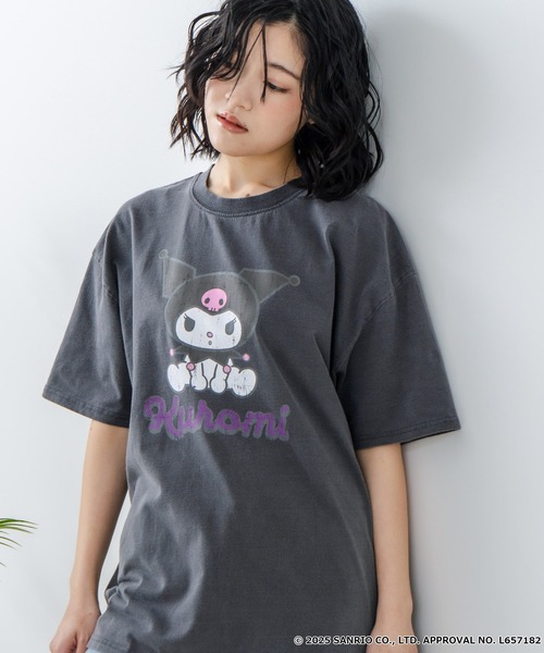sanrio(サンリオ)の「【サンリオキャラクターズ 】クロミ オリジナルデザイン パウダーブリーチ加工 Tシャツ ジェリー タフィー ドロップショルダー ビッグシルエット ヴィンテージライク 古着ライク ユニセックス(Tシャツ/カットソー・メンズ・ブラック/スモークピンク・X-LARGE/LARGE/MEDIUM)」の19枚目の写真