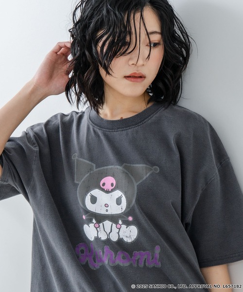 sanrio(サンリオ)の「【サンリオキャラクターズ 】クロミ オリジナルデザイン パウダーブリーチ加工 Tシャツ ジェリー タフィー ドロップショルダー ビッグシルエット ヴィンテージライク 古着ライク ユニセックス(Tシャツ/カットソー・メンズ・ブラック/スモークピンク・X-LARGE/LARGE/MEDIUM)」の20枚目の写真