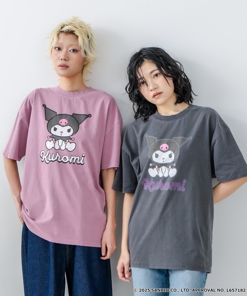 sanrio(サンリオ)の「【サンリオキャラクターズ 】クロミ オリジナルデザイン パウダーブリーチ加工 Tシャツ ジェリー タフィー ドロップショルダー ビッグシルエット ヴィンテージライク 古着ライク ユニセックス(Tシャツ/カットソー・メンズ・ブラック/スモークピンク・X-LARGE/LARGE/MEDIUM)」の22枚目の写真