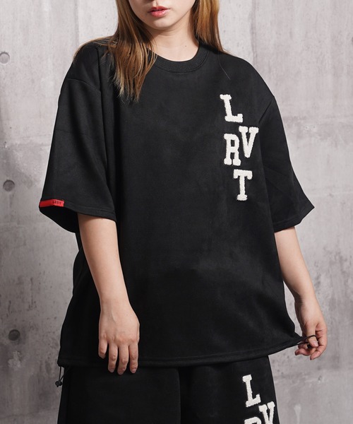 1111clothing(ワンフォークロージング)の「カットスエード サガラ刺繍 Tシャツ 【セットアップ可能】/ Cut suede sagala embroidery T-shirt(Tシャツ/カットソー・メンズ・モカ/アイボリー/サックスブルー/ブラック・L/M)」の1枚目の写真