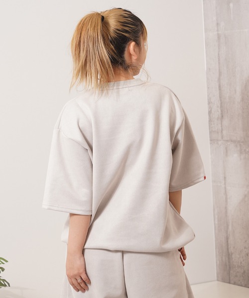 1111clothing(ワンフォークロージング)の「カットスエード サガラ刺繍 Tシャツ 【セットアップ可能】/ Cut suede sagala embroidery T-shirt(Tシャツ/カットソー・メンズ・モカ/アイボリー/サックスブルー/ブラック・L/M)」の16枚目の写真