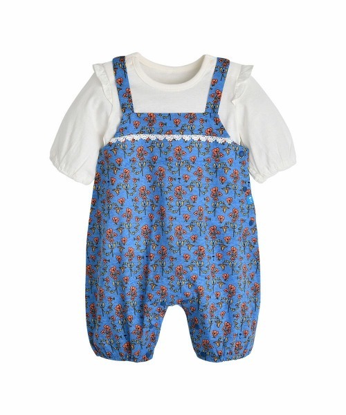 moimoln(モイモルン)の「【2点セット】ブルーフラワーカバーオール(ロンパース・キッズ・ブルー・70cm/80cm/90cm)」の8枚目の写真