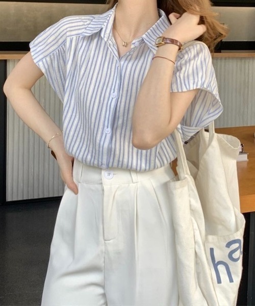 定価35,000円 ほぼ新品 sandro 23 春夏 ストライプ ブラウス 定価35, ほぼ新品 sandro 23 春夏 ストライプ ブラウス