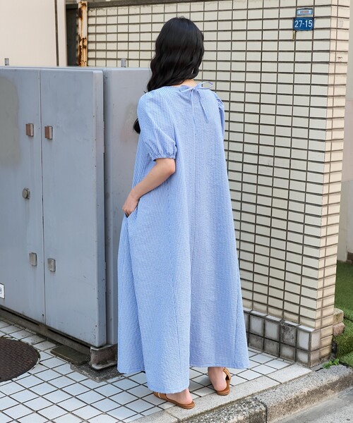 新品◼︎サウザンドマイル×フリークスストア別注 シアサッカー パフワンピース セール】THOUSAND MILE × FREAK'S STORE/サウザンドマイル 別注