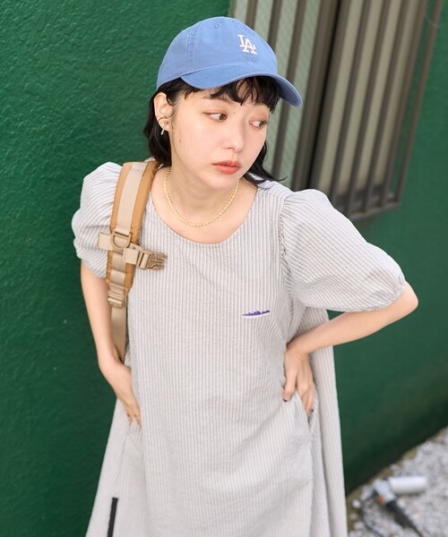 Thousand　Mileグレー サッカーストライプ半袖 パブワンピース セール】THOUSAND MILE × FREAK'S STORE/サウザンドマイル 別注