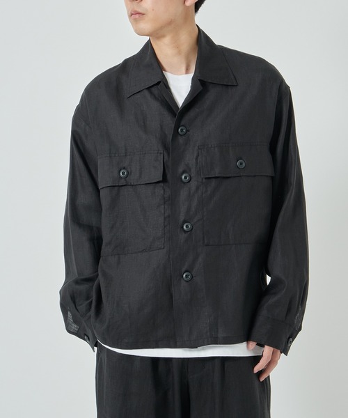 markaware（マーカウェア）の「【MARKAWARE/marka】別注 LINEN TROPICAL CPO SHIRT（シャツ/ブラウス・メンズ・ブラック/ブラウン/ベージュ・1/2）」の2枚目の写真