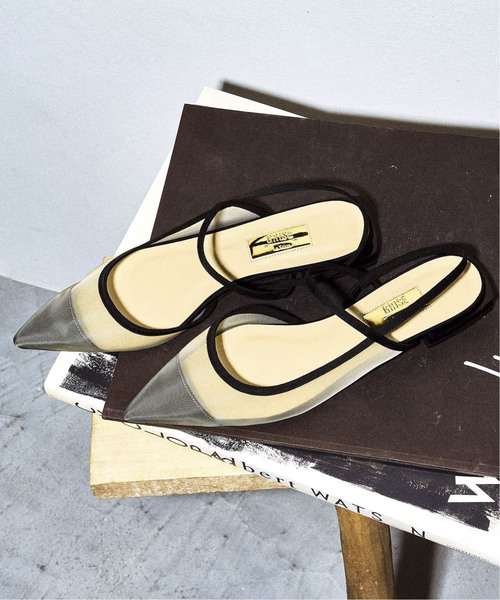 追加》GRISEポインテッドコンビストラップスリングバック