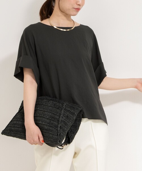 NOLLEY’S(ノーリーズ)の「【松葉☆別注アイテム】《セットアップ対応》エアリージョーゼットWカフスブラウス(シャツ/ブラウス・レディース・ホワイト/ブラック/チャコールグレー・38)」の6枚目の写真