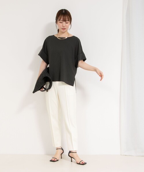 NOLLEY’S(ノーリーズ)の「【松葉☆別注アイテム】《セットアップ対応》エアリージョーゼットWカフスブラウス(シャツ/ブラウス・レディース・ホワイト/ブラック/チャコールグレー・38)」の8枚目の写真