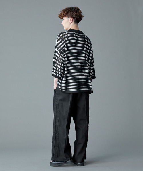 RUUBON（ルーボン）の「【RUUBON】border mesh knit game shirt / ボーダーメッシュニットゲームシャツ（ポロシャツ・メンズ・ブラック×ホワイト/ホワイト×ブラック・L/M/S）」の17枚目の写真