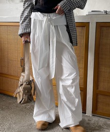 VQ | Waist wrap wide cargo pants / シャツ腰巻き風 ワイドカーゴパンツ / ツナギを着ている様にコーデが出来るギミックが◎(カーゴパンツ)