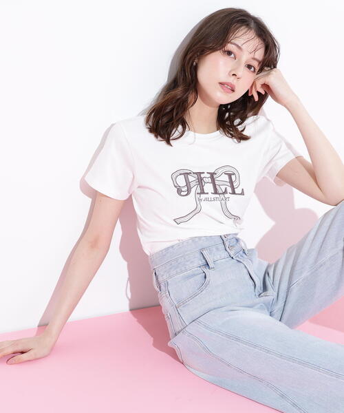 ビッグリボンロゴ刺繍Tシャツ（Tシャツ/カットソー）｜JILL by