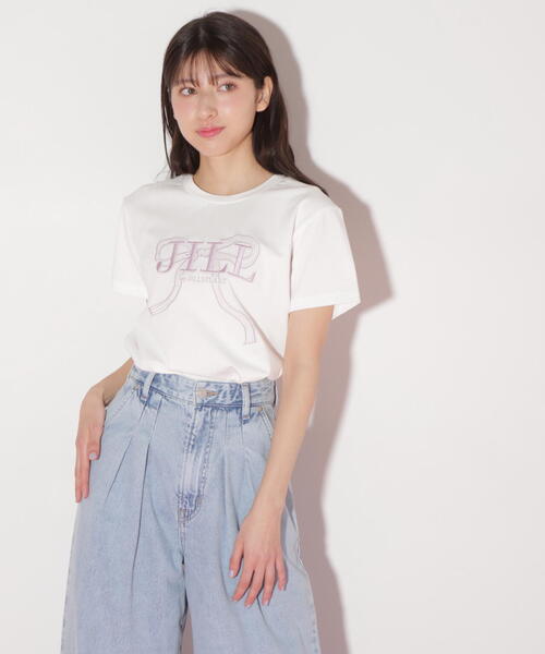 ビッグリボンロゴ刺繍Tシャツ（Tシャツ/カットソー）｜JILL by