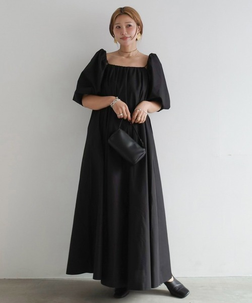 HEILIS（ヘイリス）の「【Hideka Original】3WAYオフショルダーワンピース/ブラック ホワイト 肌見せ キャミワンピース キャミソール ロング シンプル オケージョン 結婚式 韓国 ロングワンピース パフスリーブ  夏服 春服（ワンピース・レディース・ブラック/オフホワイト・FREE）」の8枚目の写真