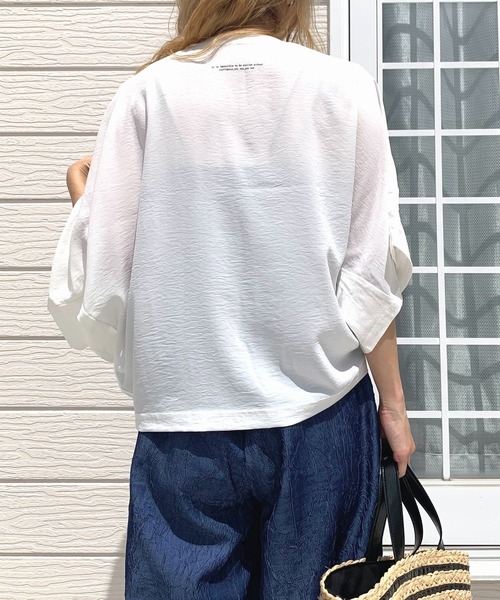 Q(キュー)の「USAコットンドルマンT(Tシャツ/カットソー・レディース・アイボリー/ブラック/ライトグリーン・MEDIUM)」の21枚目の写真