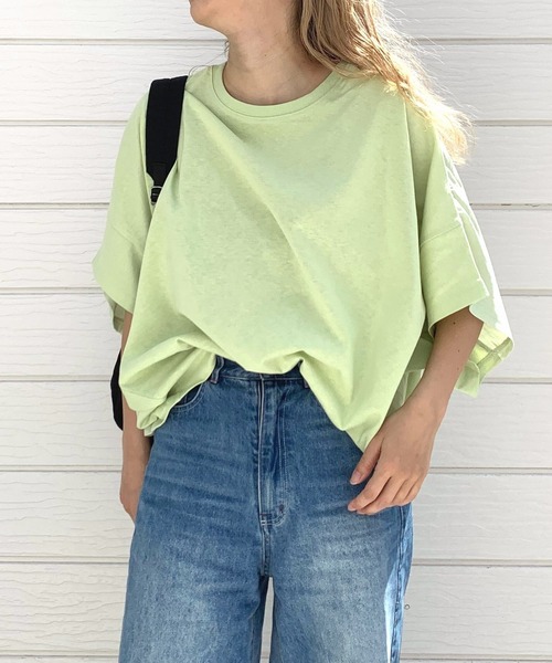 Q(キュー)の「USAコットンドルマンT(Tシャツ/カットソー・レディース・アイボリー/ブラック/ライトグリーン・MEDIUM)」の15枚目の写真