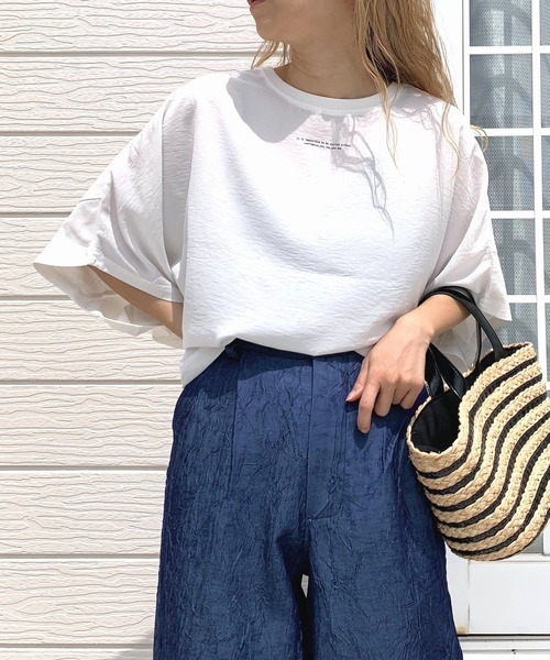 Q(キュー)の「USAコットンドルマンT(Tシャツ/カットソー・レディース・アイボリー/ブラック/ライトグリーン・MEDIUM)」の19枚目の写真