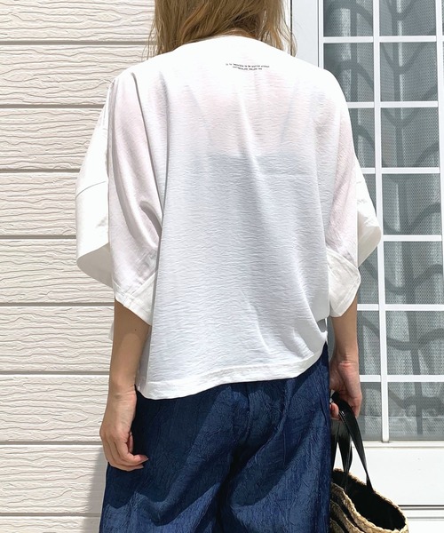 Q(キュー)の「USAコットンドルマンT(Tシャツ/カットソー・レディース・アイボリー/ブラック/ライトグリーン・MEDIUM)」の20枚目の写真
