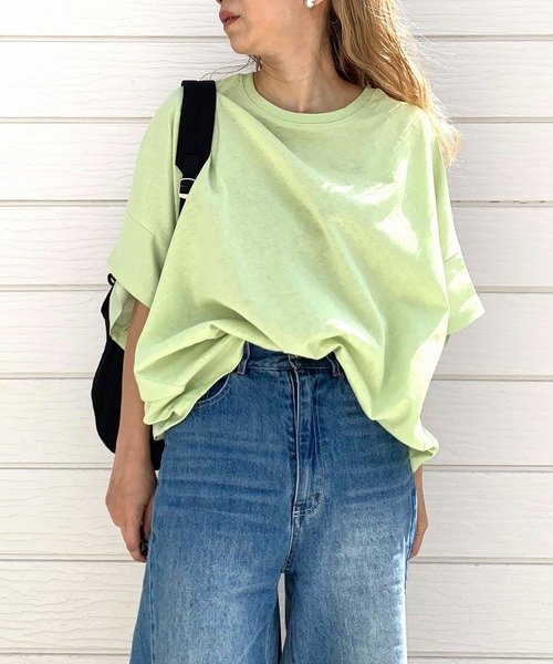 Q(キュー)の「USAコットンドルマンT(Tシャツ/カットソー・レディース・アイボリー/ブラック/ライトグリーン・MEDIUM)」の14枚目の写真