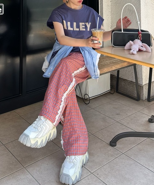 Alley Tokyo(アリートーキョー)の「レースラインチェックパンツ(その他パンツ・レディース・レッド/ブルー/ピンク/ブラウン・FREE)」の12枚目の写真