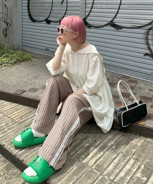 Alley Tokyo(アリートーキョー)の「レースラインチェックパンツ(その他パンツ・レディース・レッド/ブルー/ピンク/ブラウン・FREE)」の22枚目の写真