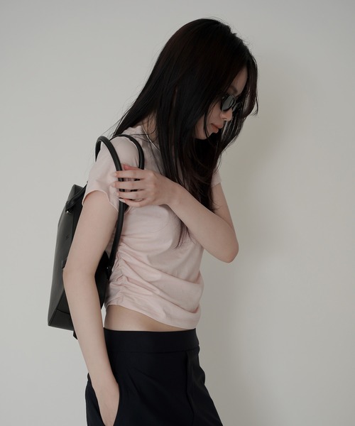 KINO THE KEI(キノザケイ)の「フィット刺繍Tシャツ KINO THE KEI(Tシャツ/カットソー・レディース・ホワイト/ブラック/ピンク/ベージュ系その他・フリー)」の7枚目の写真