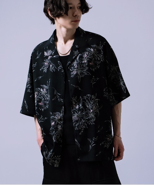 セール】総柄 半袖 オープンカラーシャツ（シャツ/ブラウス）｜Crownor