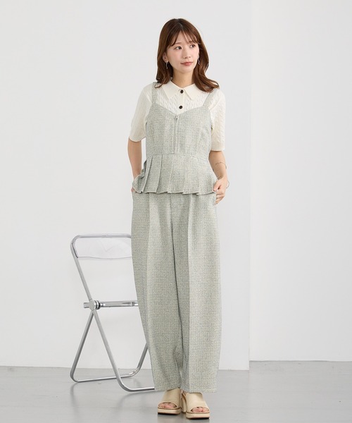 NICOLE CLUB(ニコル クラブ)の「ツイードビスチェセットアップ(ワンピース・レディース・ブラック/オフホワイト・MEDIUM)」の1枚目の写真