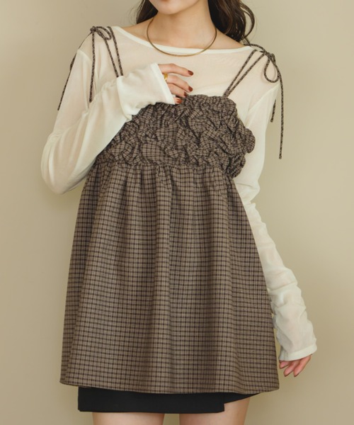 トップス hinako シアーフロッキーギャザートップス（その他トップス）｜hinari（ヒナリ